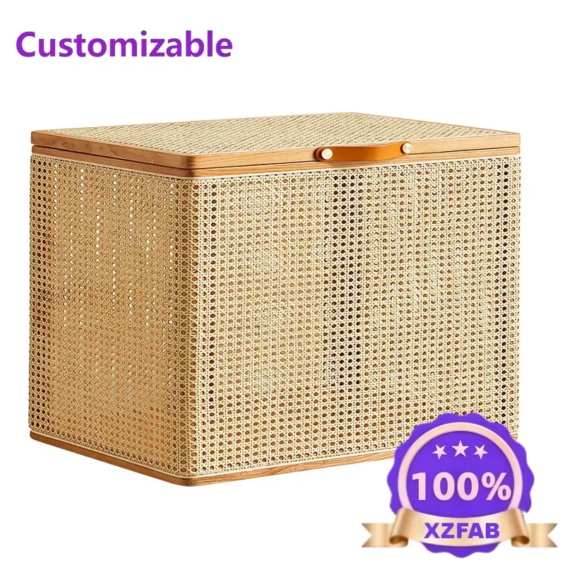 Factory Direct 2026 Storage box rattan solid wood household storage box surprise quiet wind furniture bamboo storage box