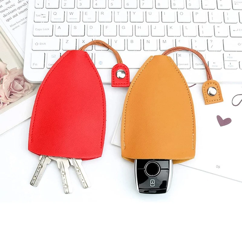 Cute Mini Hanging Rope Key Bag For Girl Student Heart Cartoon Pull-Out Key Pack Creative Pu Leather Car Keys Protection Cover