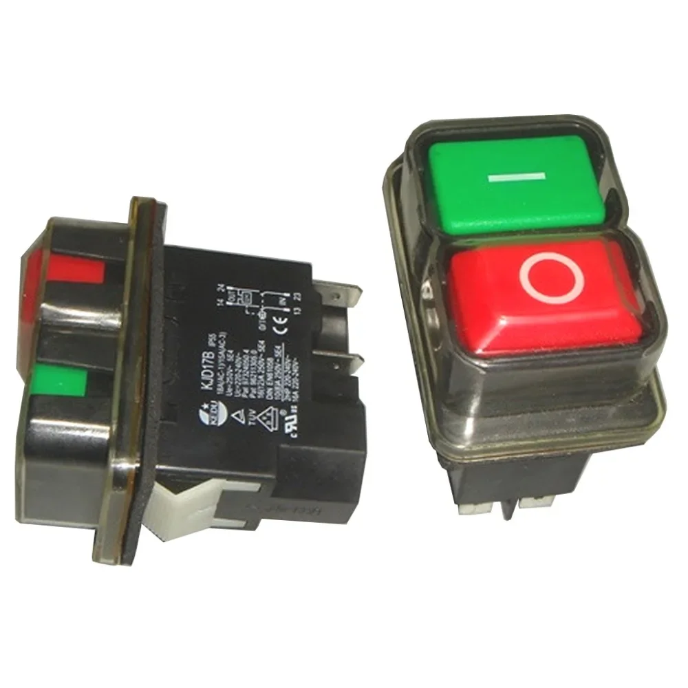 KEDU Interruttore a pulsante di sicurezza magnetico impermeabile per torni da banco, KJD17B 220V 16A 4 pin 2HP