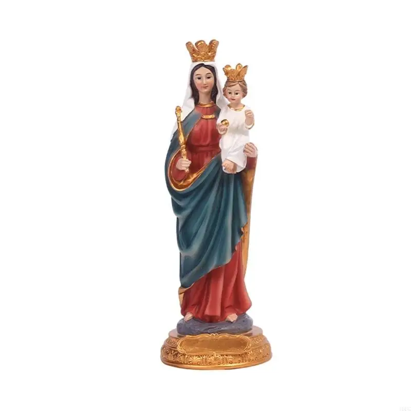 

16FC Resin Tabletop Figurine Ornaments Mary Hugging Baby Child Jesus Statue Catholic