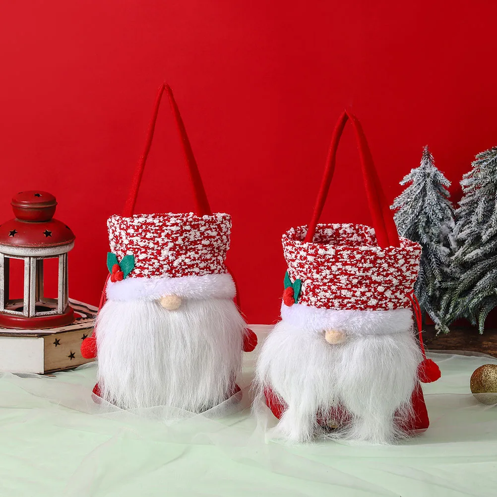 

4pcs Christmas Candy Bag Reusable Gift Bags for Party Favors Treats Snacks Cloth Storage Pouch Kids Holiday Supplies