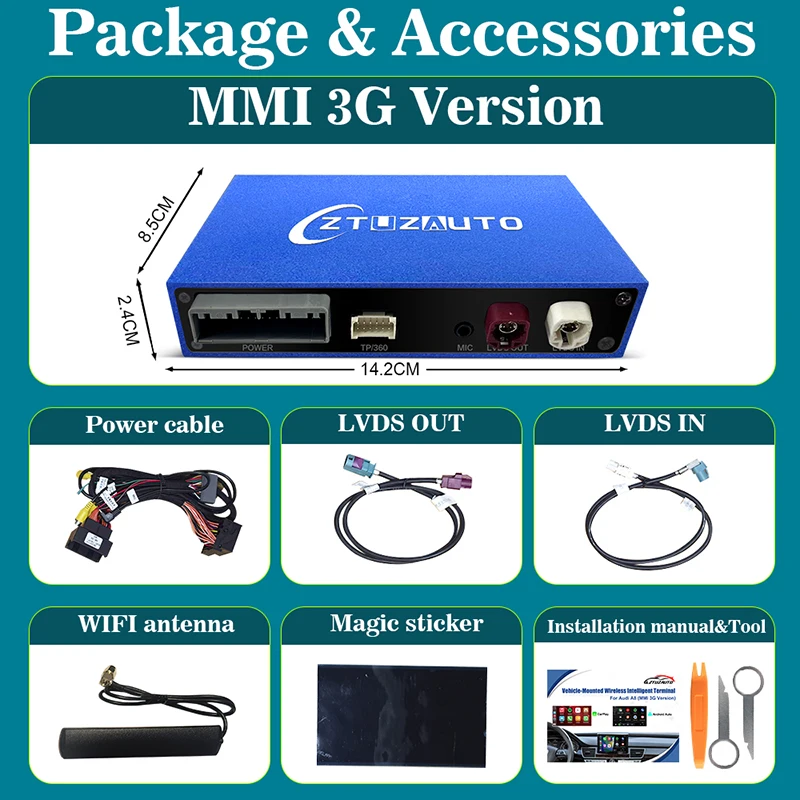 2025 CarPlay اللاسلكي وAndroid Auto لسيارة Audi A8 D3 2010-2017، محول لاسلكي مع مدخل كاميرا خلفية، يدعم مرآة AirPlay L #6