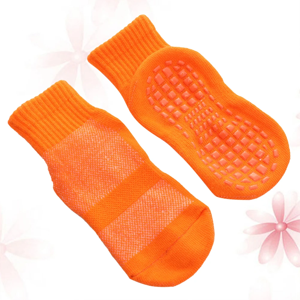

3Pairs Non-Slip Floor Socks Kids Cotton Socks Warm S Size Orange for 1-4 Years Steady Grip Indoor Play Comfortable Breathable