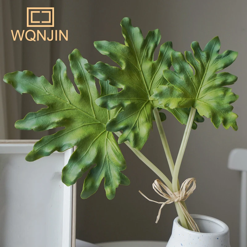 3 teile/los, Neue Simulierte Grüne Pflanze Bündel PU Palm Schildkröte Zurück Blatt Nordic Hause Pflanze Dekoration Topf Landschaft Design – Detail 3