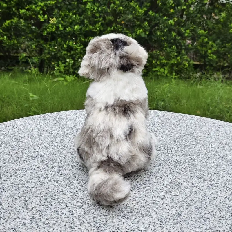 L26cm bonito simulação pastor australiano boneca de pelúcia flor cão brinquedos crianças presentes aniversário