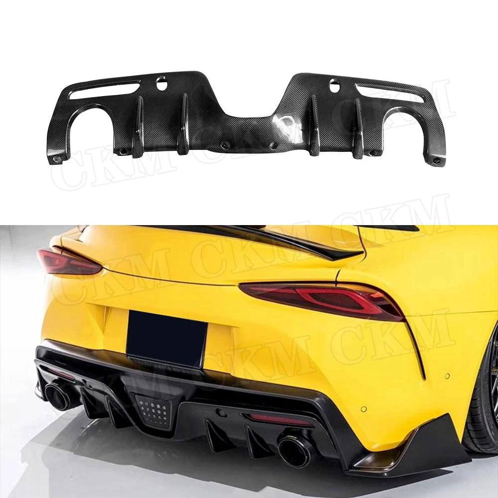 

CKMUUER Carbon Fiber For Toyota Supra 2019 2020 A Style Rear Bumper Lip Diffuser FRP Prime Black Extension Covers Spoiler