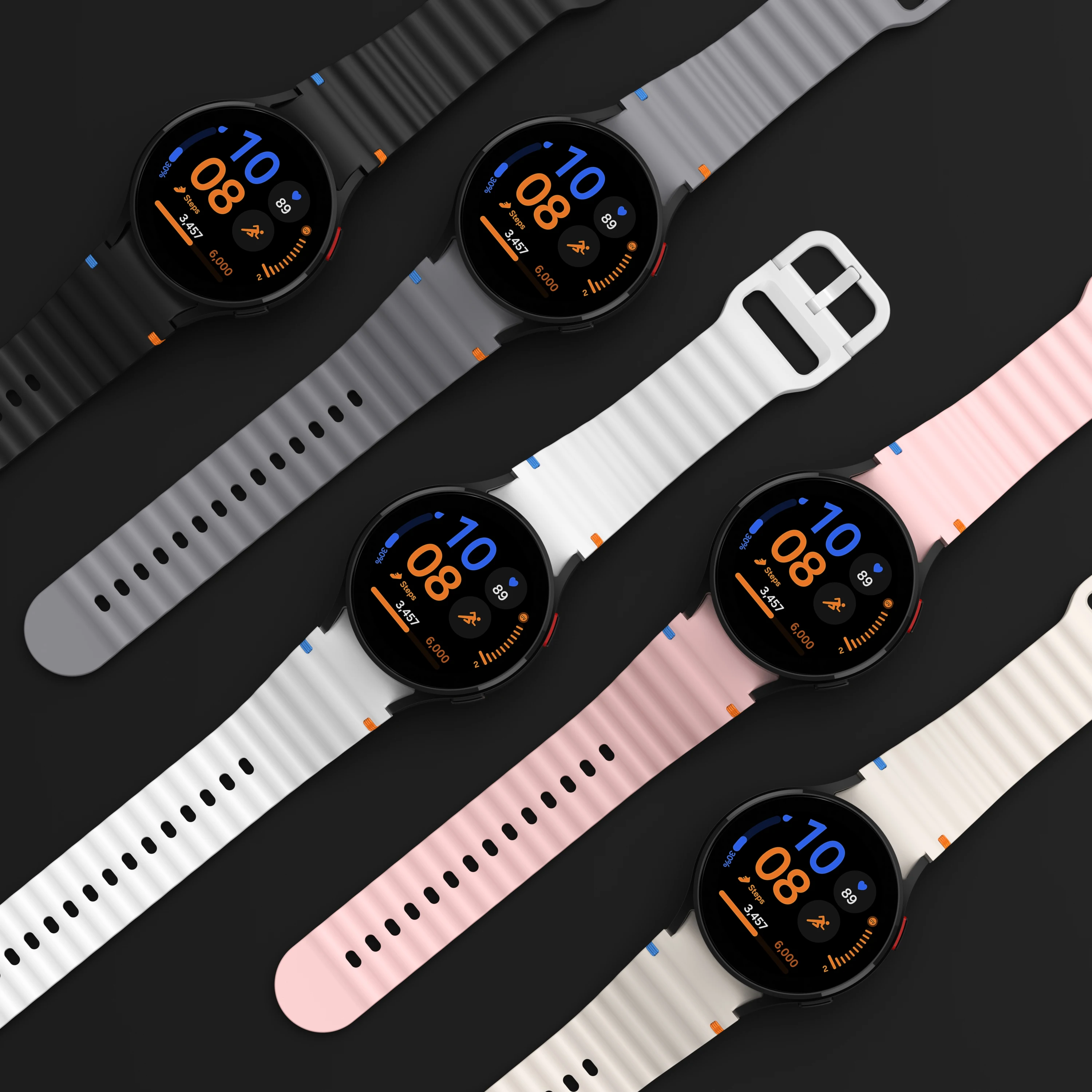 Official Band for Samsung Galaxy watch 7/FE/5 Pro/6/4 classic 44mm 40mm Silicone Running Watchbands for Galaxy watch 7 40mm