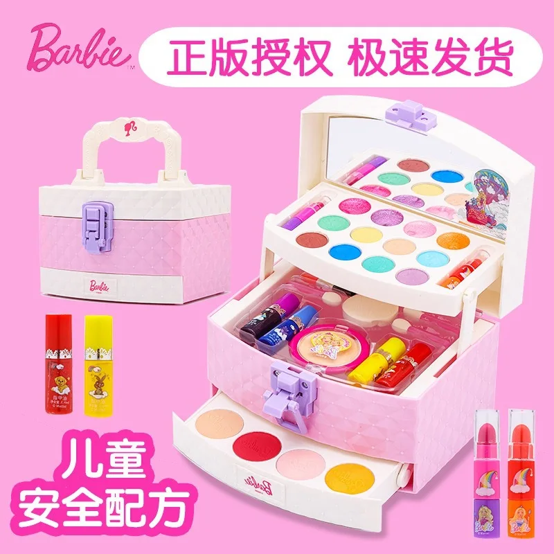 

New Disney girls frozen Barbi elsa anna princess Makeup suitcase Toys set Cosmetic case snow White Makeup Box Set kids Toy Gift