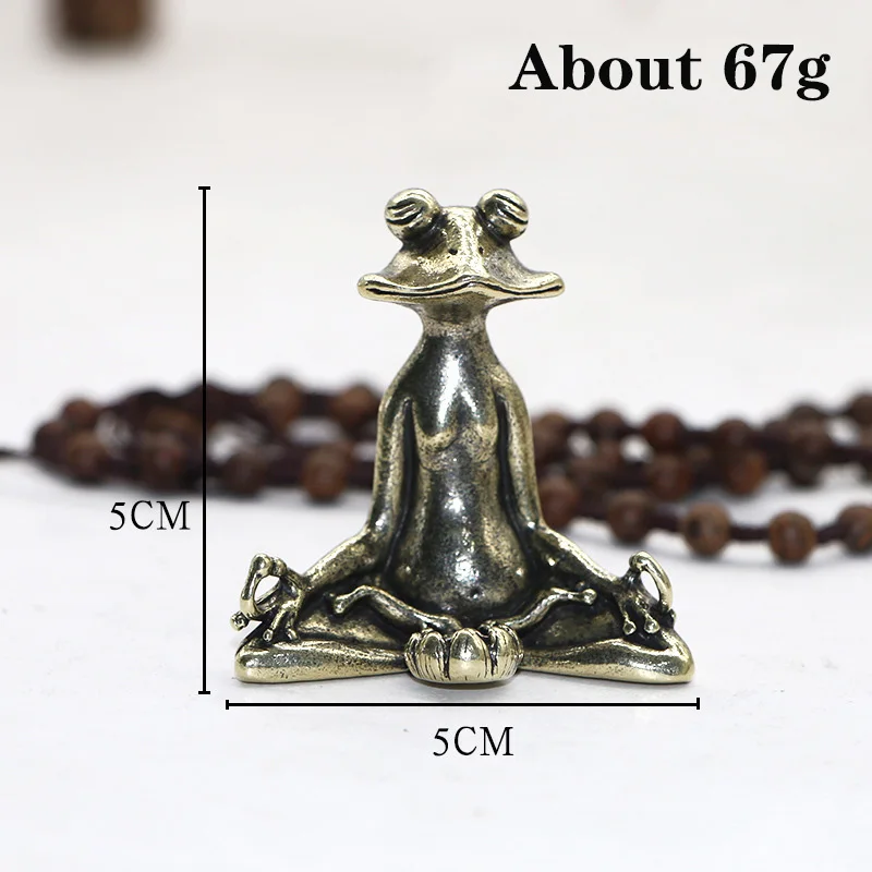 Retro Brass Meditate Zen Buddhism Frog Statue Small Ornament Copper Animal Sculpture Incense Burner Home Desk Decoration Tea Pet