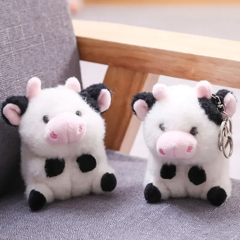 10cm Cute Cartoon Calf Cow Stuffed Plush Doll Stuffed Cow Animals Toys Keychain Pendant Animals Toys For Kids Baby Children Gift