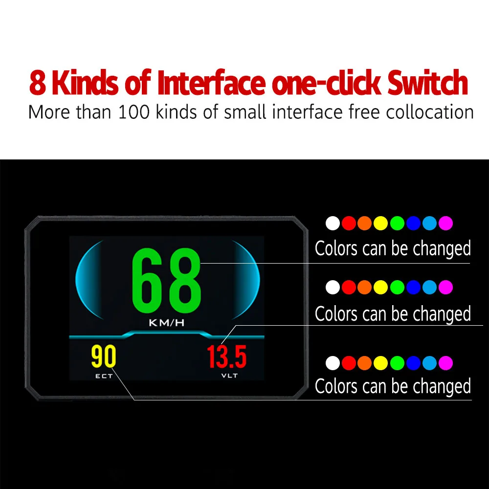 12V HUD Car Head Up Display Car Digital Speedometer Water Temp Fuel Consumption Security Alarm Auto On-board Computer P16