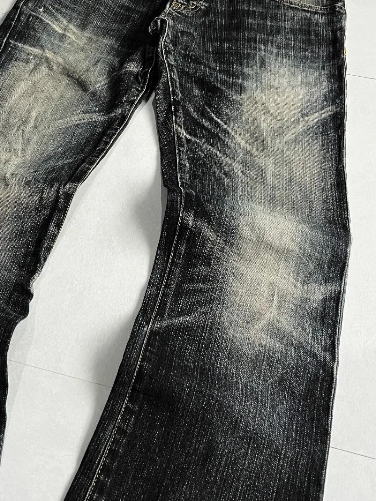 Deeptown Vintage Y2k Bootcut Jeans für Damen und Herren Distressed Flared Jeans Retro Grunge Streetwear Boyfriend-Stil Gewaschene Denim-Hosen – Detail 4
