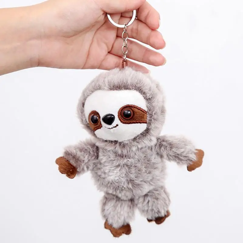 Stuffed Sloth Small Pendant Keychain Mini Stuffed Plush Toy Animals Doll Gray Sloth Backpack Dangler Children Gifts