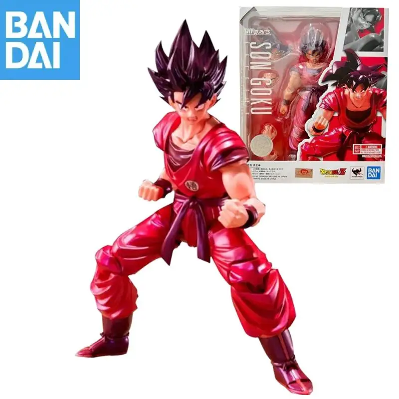 

Genuine Bandai S.h.figuarts Dragon Ball Z Son Goku Kaioken Pvc 14Cm Action Figure Model Original Collector Figurine Toys Gift