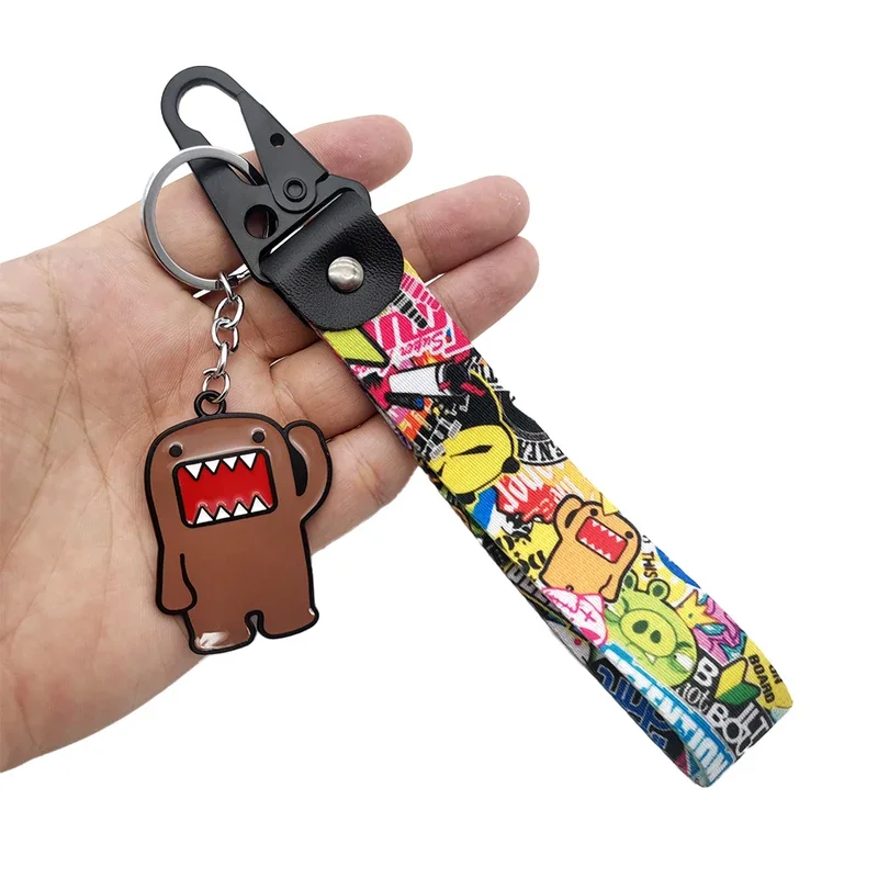 

JDM style keyrings Domo Kun mental keyring wrist strap Keychain Car motorcycle key holder auto accessories key chain pendant
