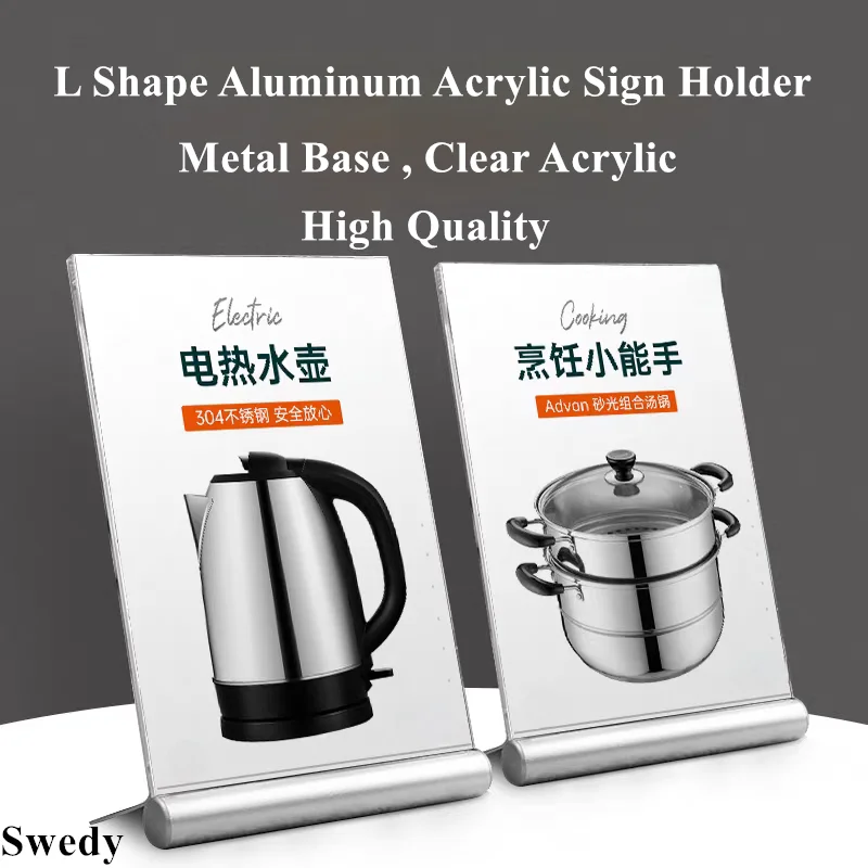 A6 105x148mm Restaurant Table Card Stand Acrylic Menu Paper Holder Aluminum Sign Holder Display Stand Price Picture Photo Frame