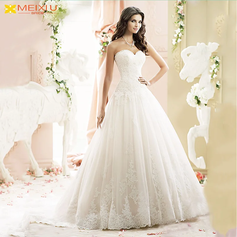 Luxo requintado vestido de noiva a linha, vestido de noiva princesa, aplique de sonho, peito personalizado, cerimônia elegante, novo