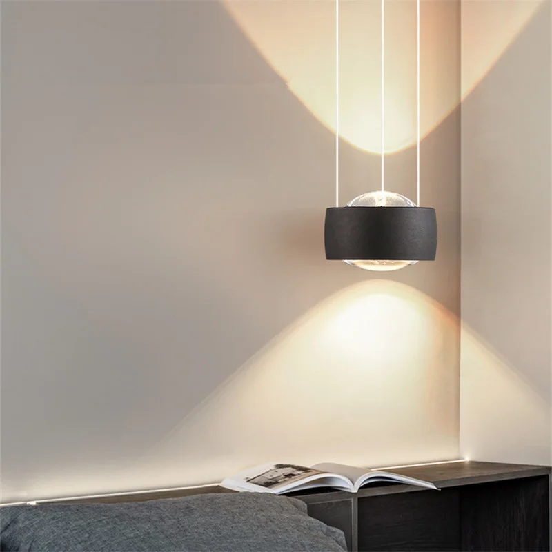 SAMAN-lámpara colgante moderna, luz LED negra de longitud Focal ajustable, diseño creativo, para mesita de noche, para el hogar y el dormitorio