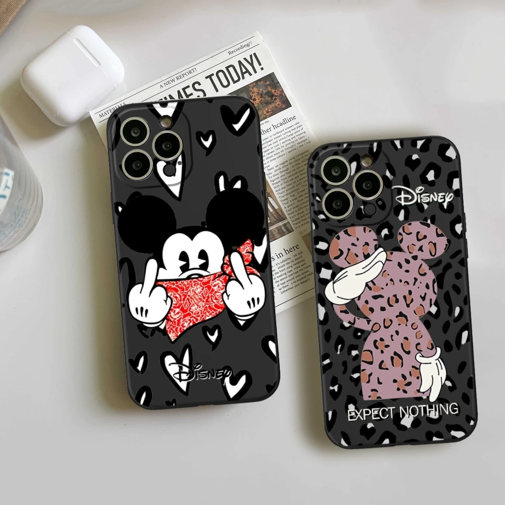 Disney Mickey Minnie Star Heart Phone Case FOR IPhone 15 14 11 12 Pro 8 7 15 Plus 13 Pro MAX XR XS MINI Black Soft Covers