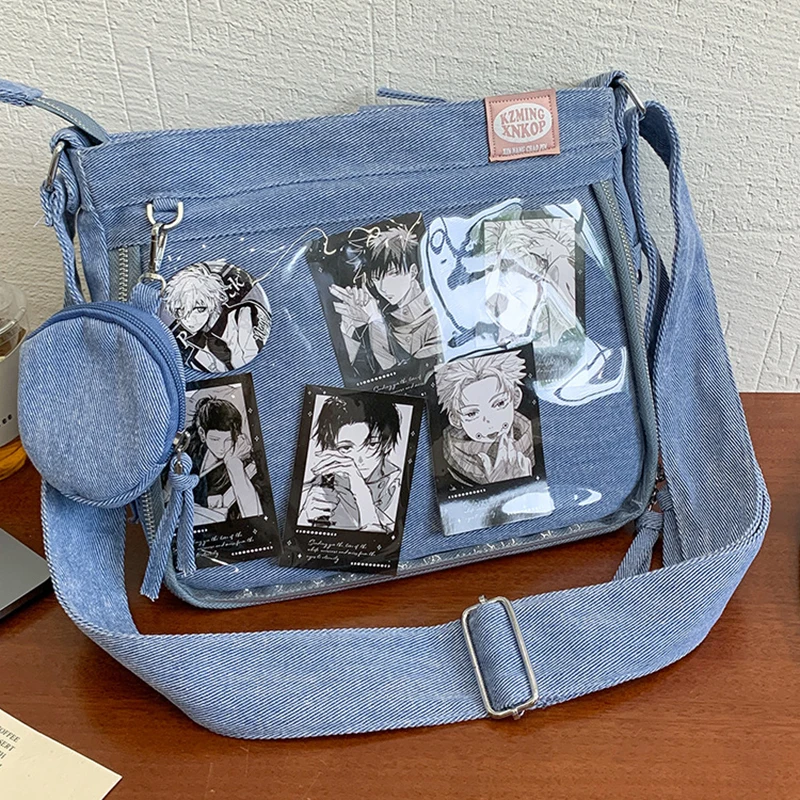 

Richme Y2K Denim Women Ita Bags Fashion 2025 All Match Daily Vintage Crossbody Shoulder Bag DIY Anime Badge Commute Bolso Mujer