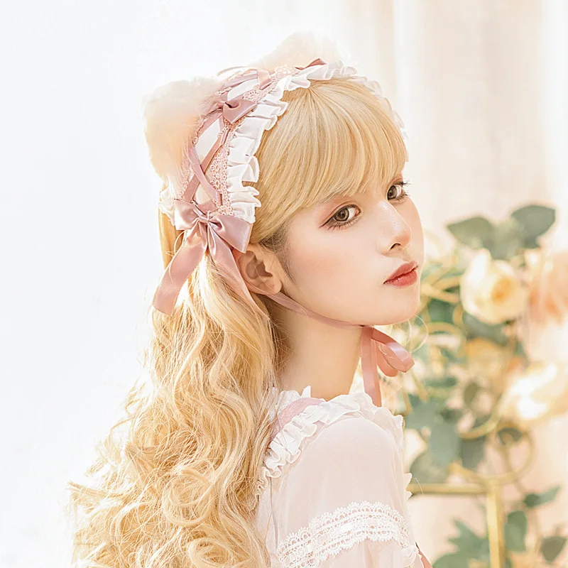 Diademas Kawaii Lolita para niñas, diademas de princesa Miads de encaje para mujeres, dulces Harajuku japonés, accesorios para el cabello de Cosplay