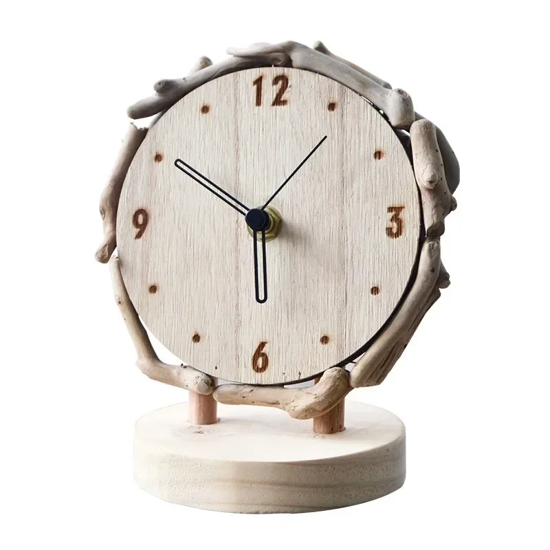 

Log desktop clock clock, living room home simple clock ornament