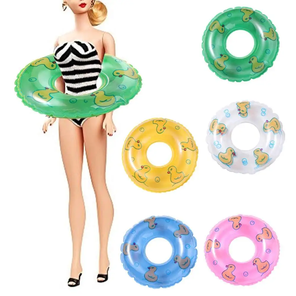 PVC دمية مصغرة السباحة الدائري الدمى الملحقات بطة صفراء حلقات صغيرة السباحة DIY اللباس #5