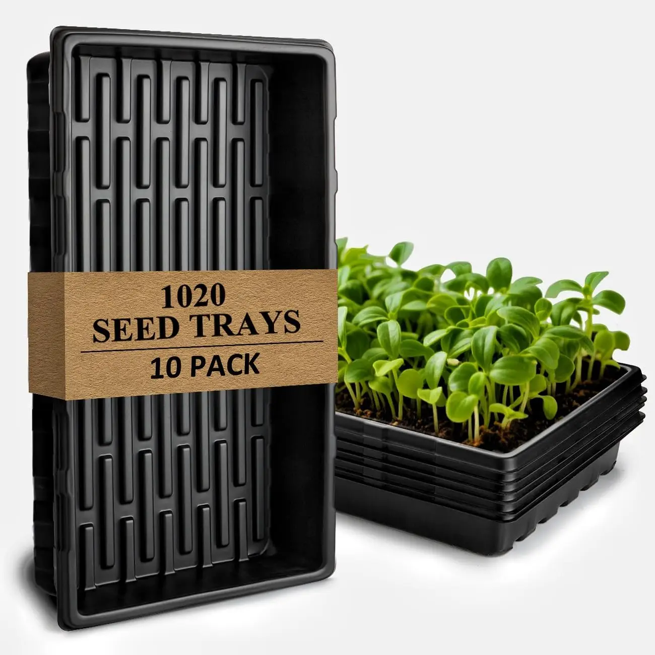 

10-Pack Heavy-Duty 1020 Seed Trays – Durable, Extra-Thick Plastic Flats for Seed Starting, Microgreens & Transplanting