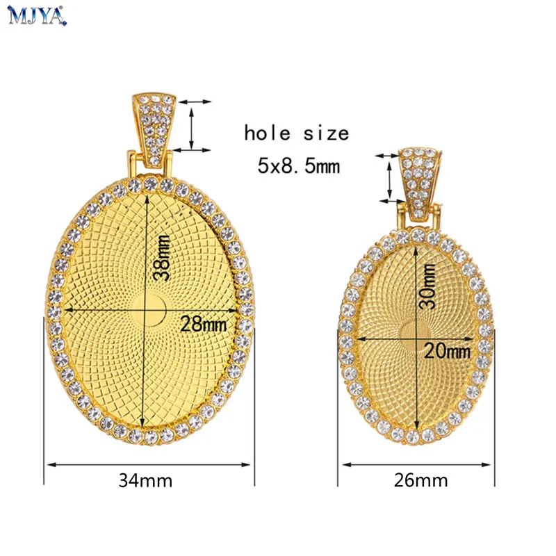 MJYA 3pcs Oval Cabochon Base Inner 20x30mm 28x38mm Pendant Bezels Charm For Jewelry Making DIY Pop Necklace Supplies Accessories