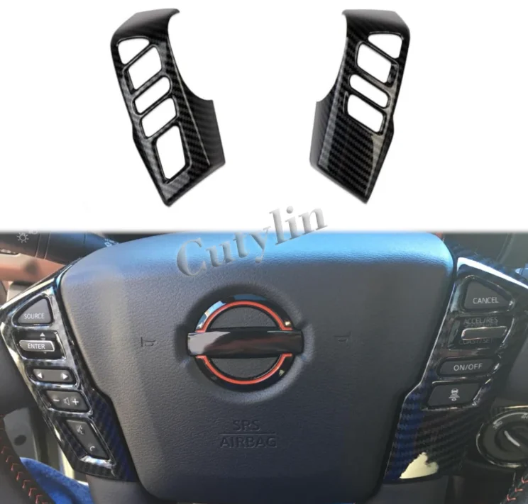 For Nissan Frontier 2022-2025 for Nissan Titan 2020-2024 ABS Carbon Fiber Interior Steering Wheel Cover Trim Car Accessories