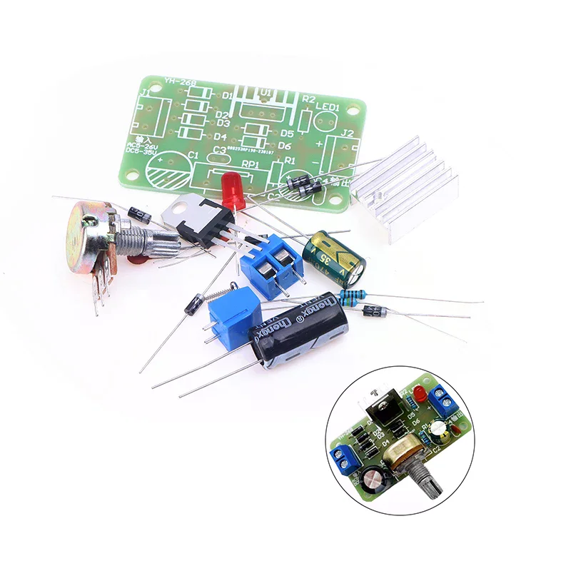 تيار مستمر تجربة الدائرة مكون إلكتروني لتقوم بها بنفسك أجزاء التدريب التعليمية LM317 مجموعة إمداد الطاقة القابلة للتعديل المستمر