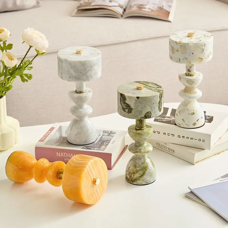 Marble jade table lamp coffee desktop bar lamp, Nordic ins creative simple rechargeable bedside night light