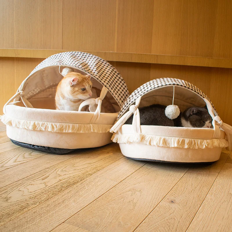 Cama para gatos semiabierta cálida y lavable, nido tipo cueva - imagen 2