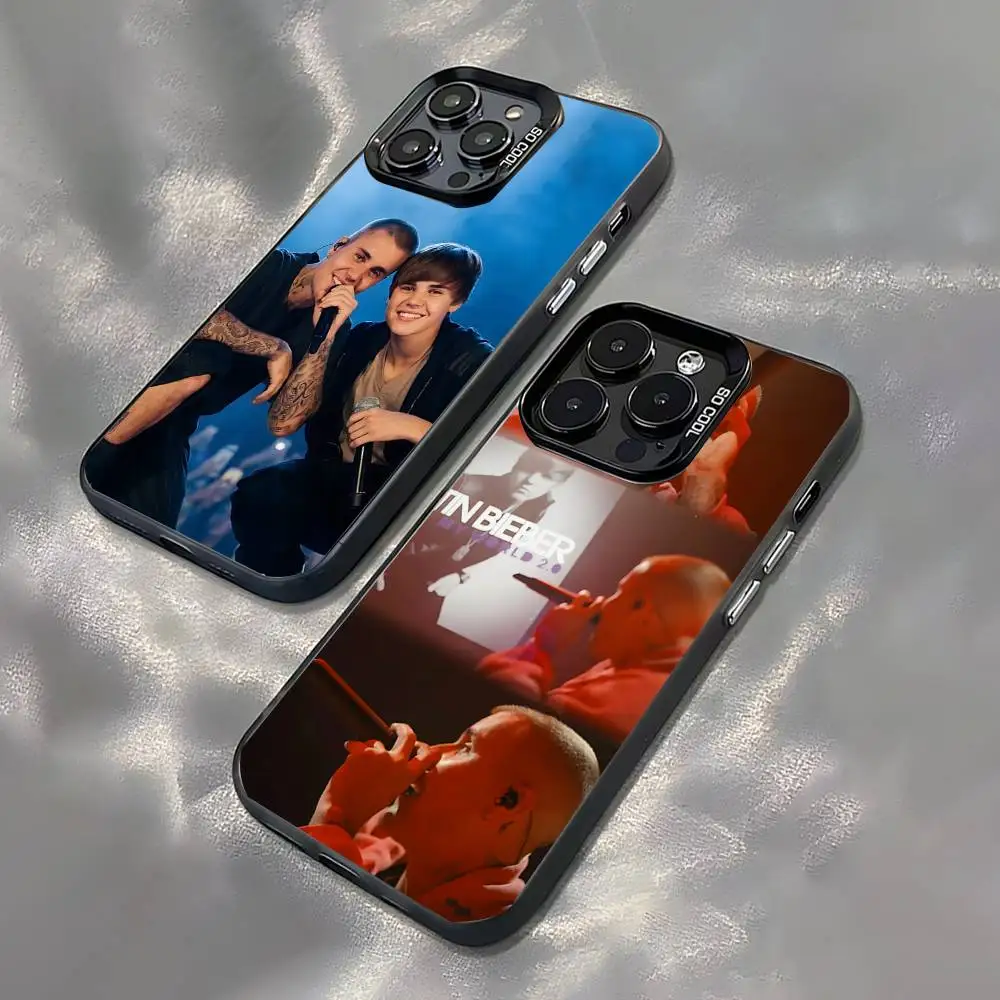 

Singer J-Justin For iPhone 17,16,15,14,13,12,11,Pro,MAX,Plus Black Shockproof Candy Matte Cover