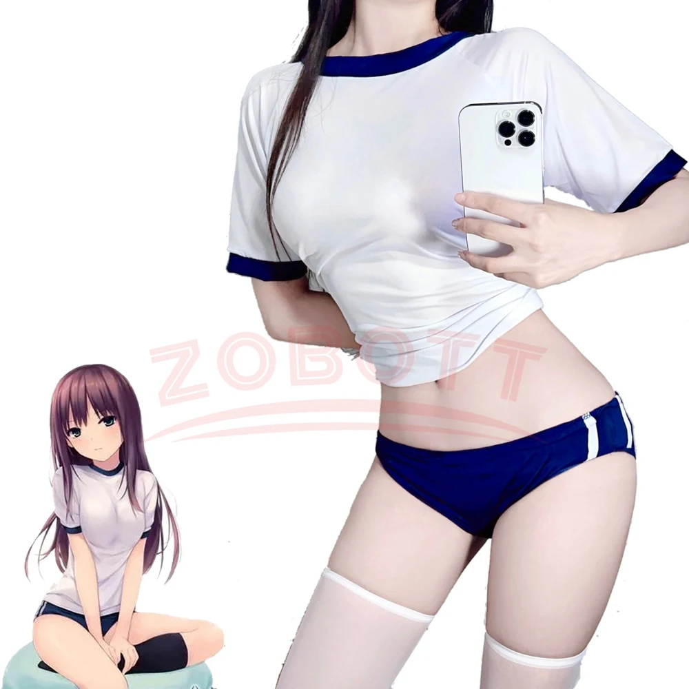 

Anime Girl Student Gymnastics Gym Outfit Cheerleader Uniform Costume School Girl Sports Sukumizu Cosplay Mini Skirt Tight Blouse