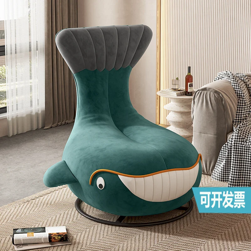 leisure single person sofa chair home simple modern lazy sofa living room balcony rotating whale chair.