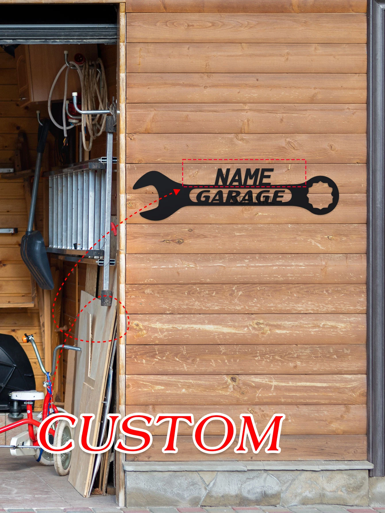 Custom Metal Garage Sign - Personalized Wrench Design with Name, Perfect for Dad & Grandpa's Garage Decor, Ideal Father's Day Gi
