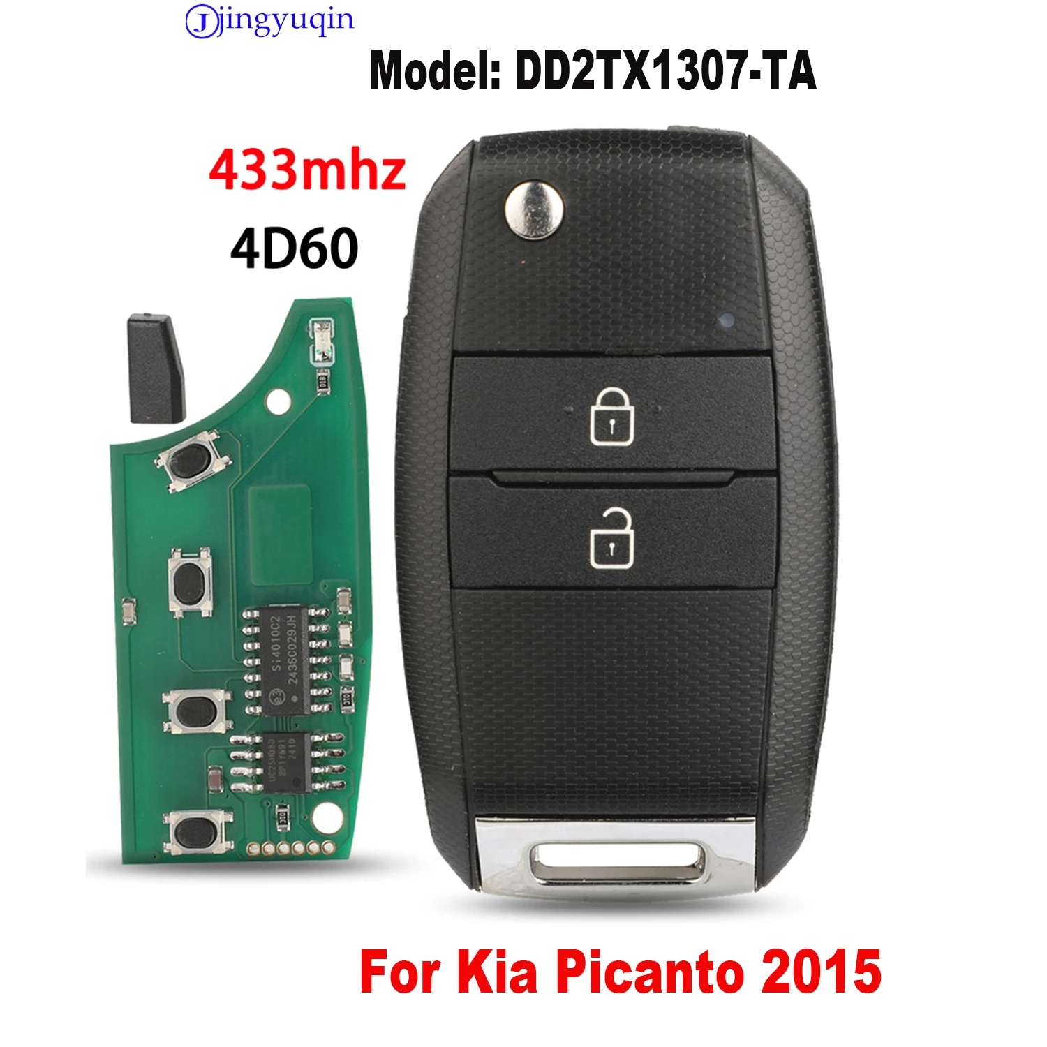

Jingyuqin удаленный автомобильный ключ 433 МГц 4d60 чип для Kia Picanto 2015 полный ключ складной флид полный ключ