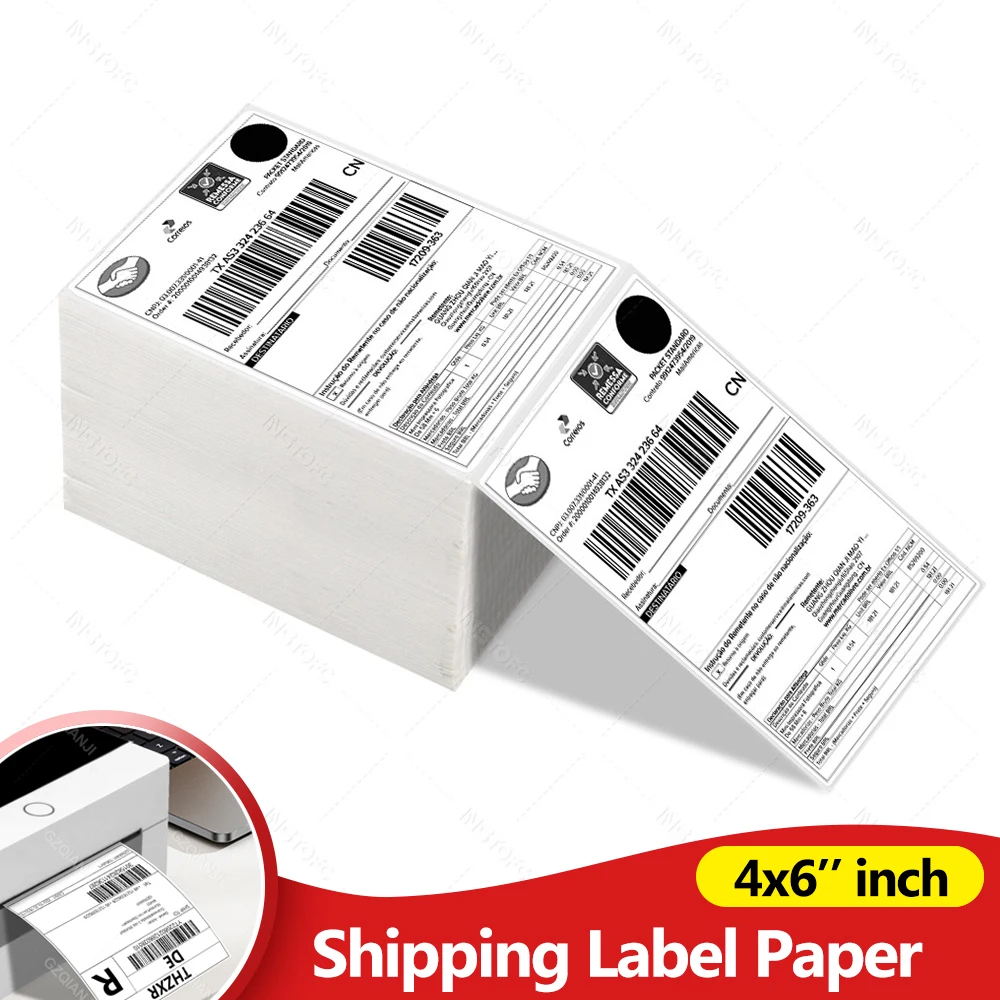 4x6 inch Direct Thermal Labels 500/100 Labels Per stacked Strong Adhesive Resistant Waterproof For Shipping label 100x150mm