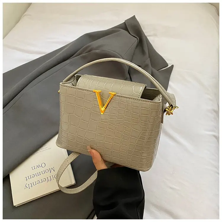 2025 nuevo bolso con caja estructurada en relieve de cocodrilo para mujer, bolso de hombro con textura Premium, bolso cruzado Convertible para ir al trabajo