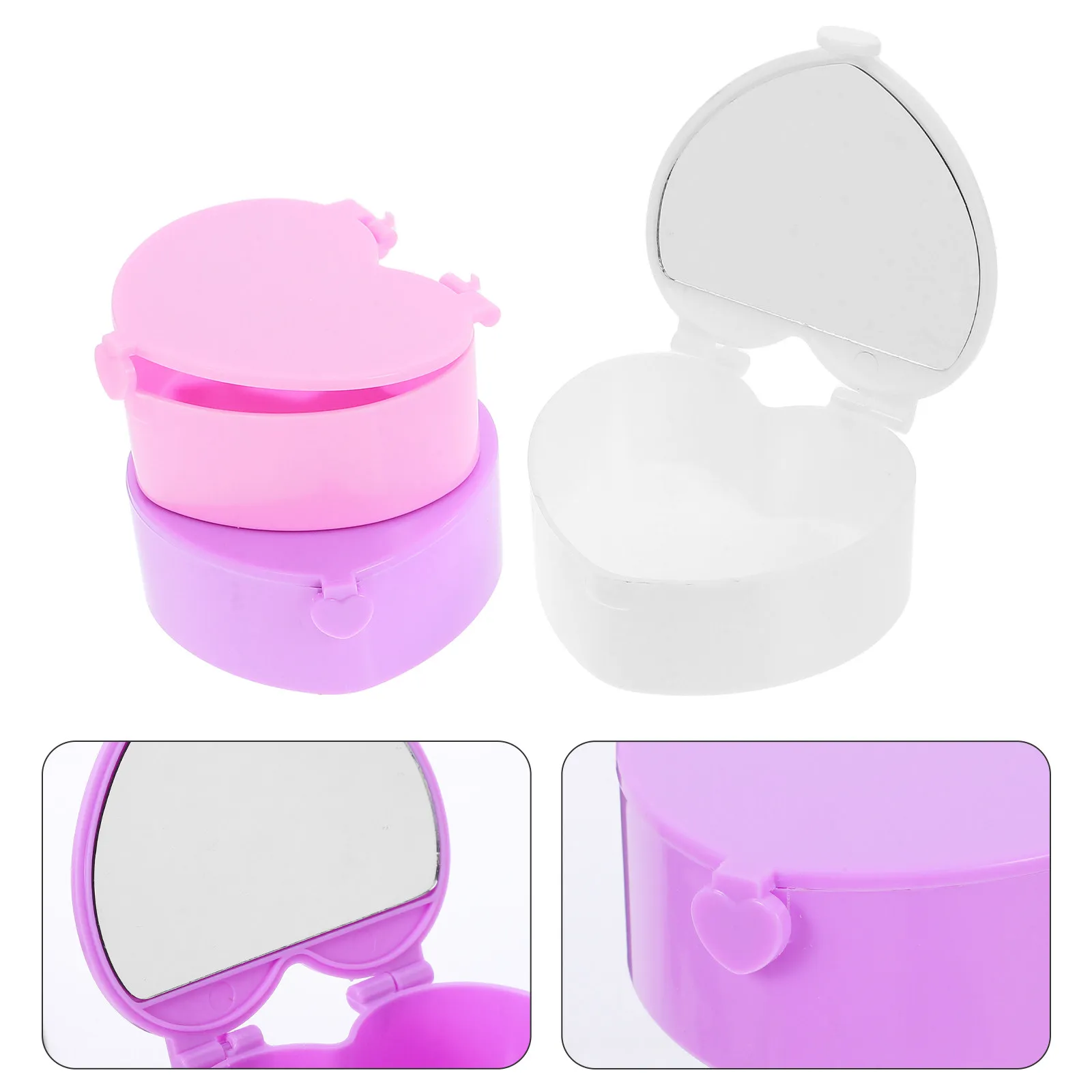 

3Pcs Heart Shaped Jewelry Box for Girls with Built-in Mirror Compact Cute Hair Accessories Storage Organizer Small Trinket