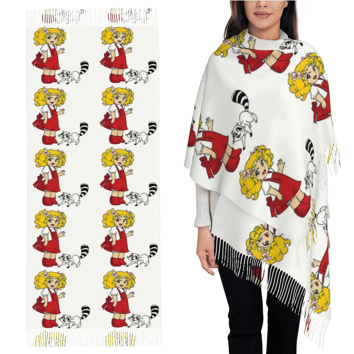 

Карамельные конфеты, мультяшный анимированный шарф, шарфы с кисточками, женские мягкие теплые шали и накидки, большая осенне-зимняя шаль