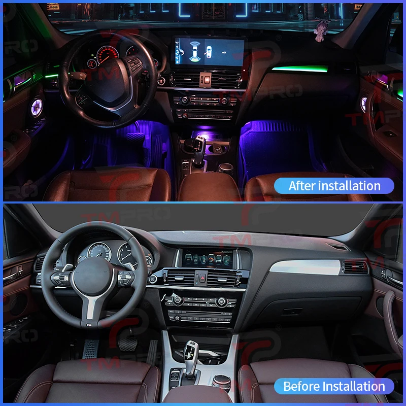 TMPRO 64 Colors LED Safety assistance systems Ambient Lighting For Bmw X3 X4 F25 F26 2012-2017 Automotive Interior Decoration