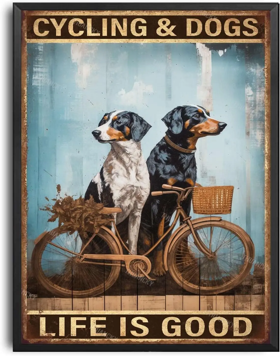 THUANCKY Retro Tin Sign Dog Lover Dog Cycling Dog Vintage Metal Tin Sign Kitchen Metal Sign Vintage Bar Home Bathro-aluminum