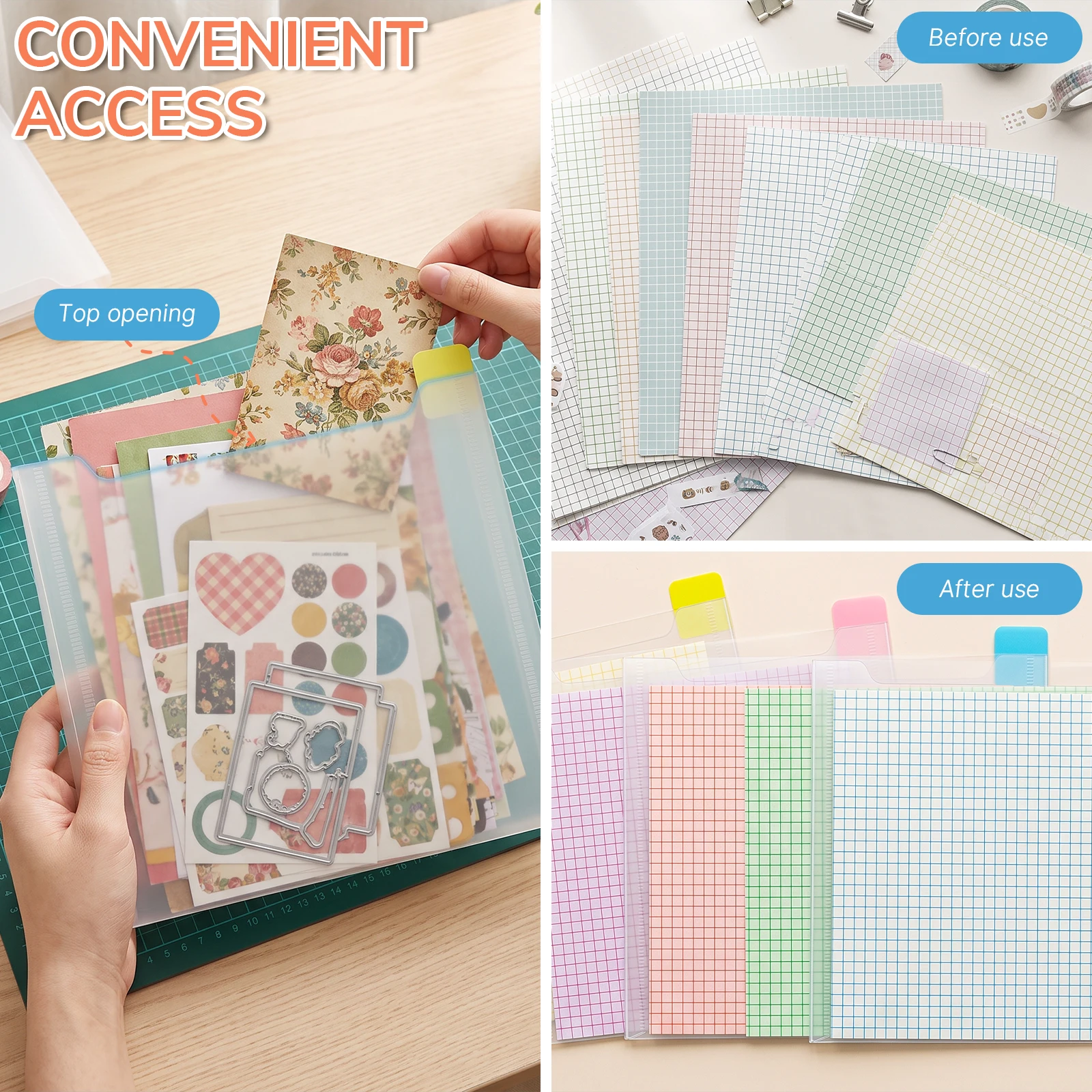 36PCS Scrapbook Paper Storage Bag with Index Tabs PP Plastic Acid Free  Scrapbook Paper Storage Paper Storage Craft Top Loading