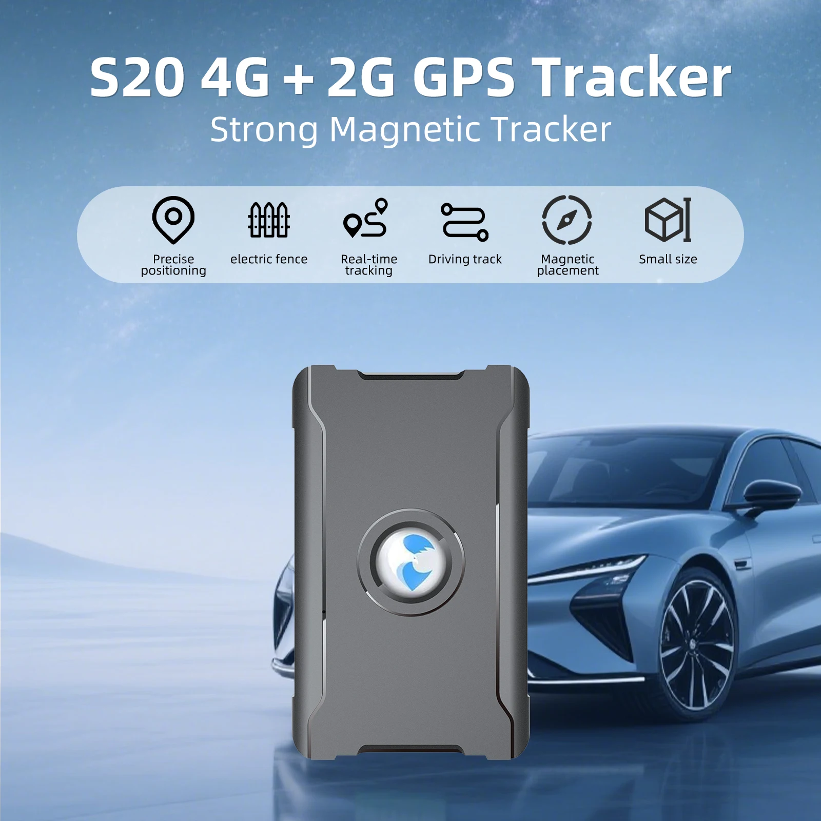 S20 4G GPS Auto-Tracker Magnetischer Versteckter Ortungsgerät 60 Tage Lange Standby-Zeit Echtzeit-Tracking SOS Geo-Zaun-Alarm Erfordert Serviceplan