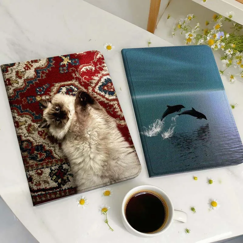 

White Cat Upside Down Tablet Case For Huawei Honor MatePad MediaPad Air 5 6 7 11 V6 V7 V8 V9 X9 X8 T10 T10s C5e T5 Gift