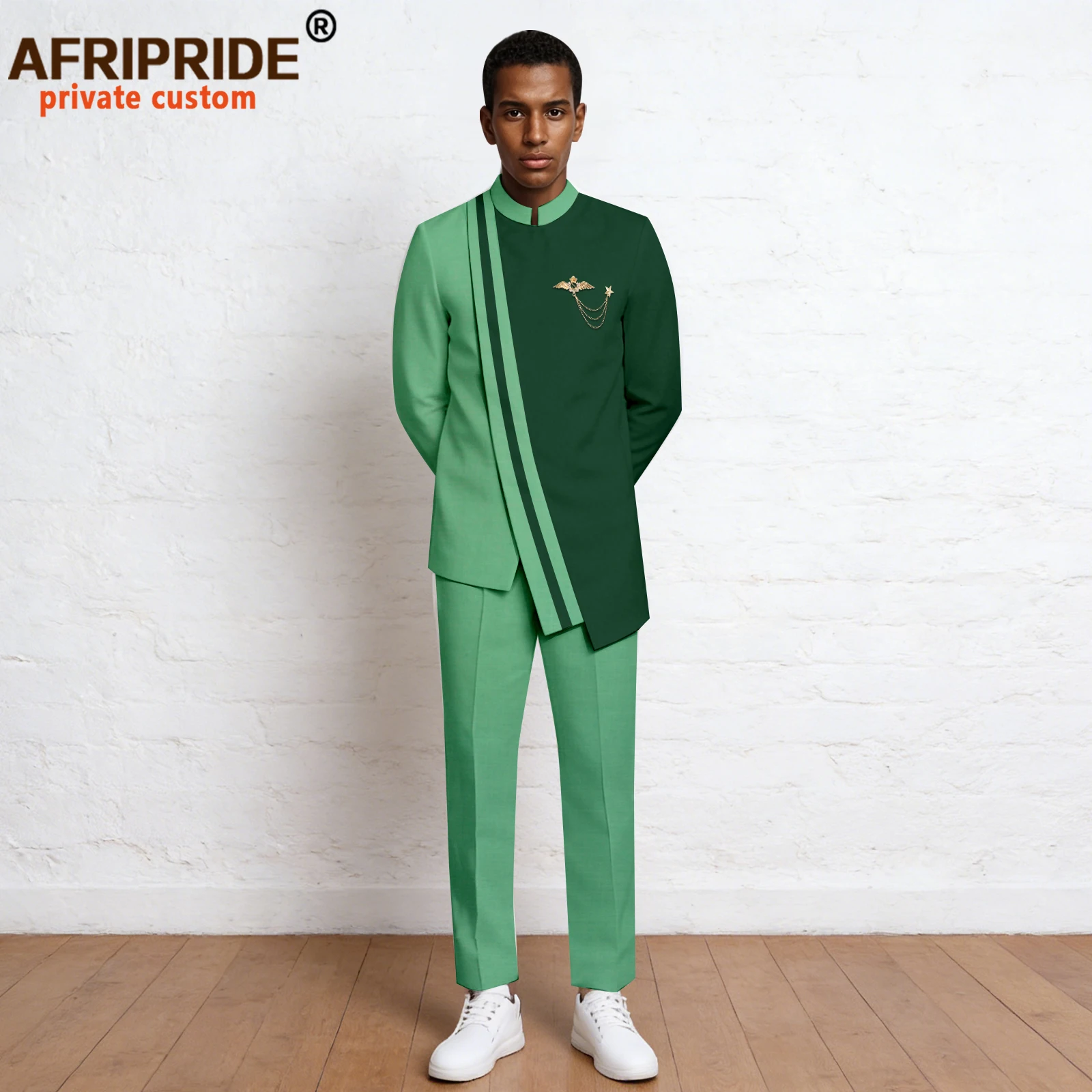 Men`s Business suits Brooch Blazer and Pants 2 piece Set plus size african clothes Formal Outfits Bazin Riche Attire 2616013