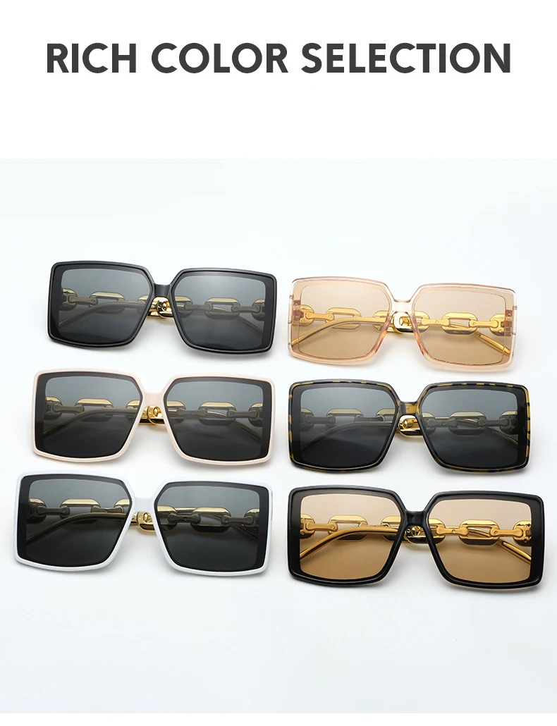 Personalisierte Hip-Hop-Ketten-Sonnenbrille, modische quadratische Brille mit großem Rahmen, trendige Sonnenbrille für Straßenfotografie 18126 – Detail 5