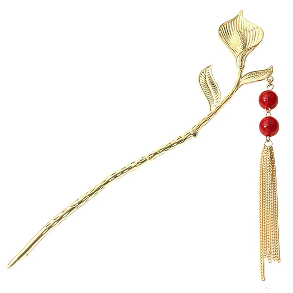 

Tulip Hair Sticks Crystal Accessories for Buns Hanfu Chopsticks Bride Golden Women Styling Long Traditional Flower Pins Hair